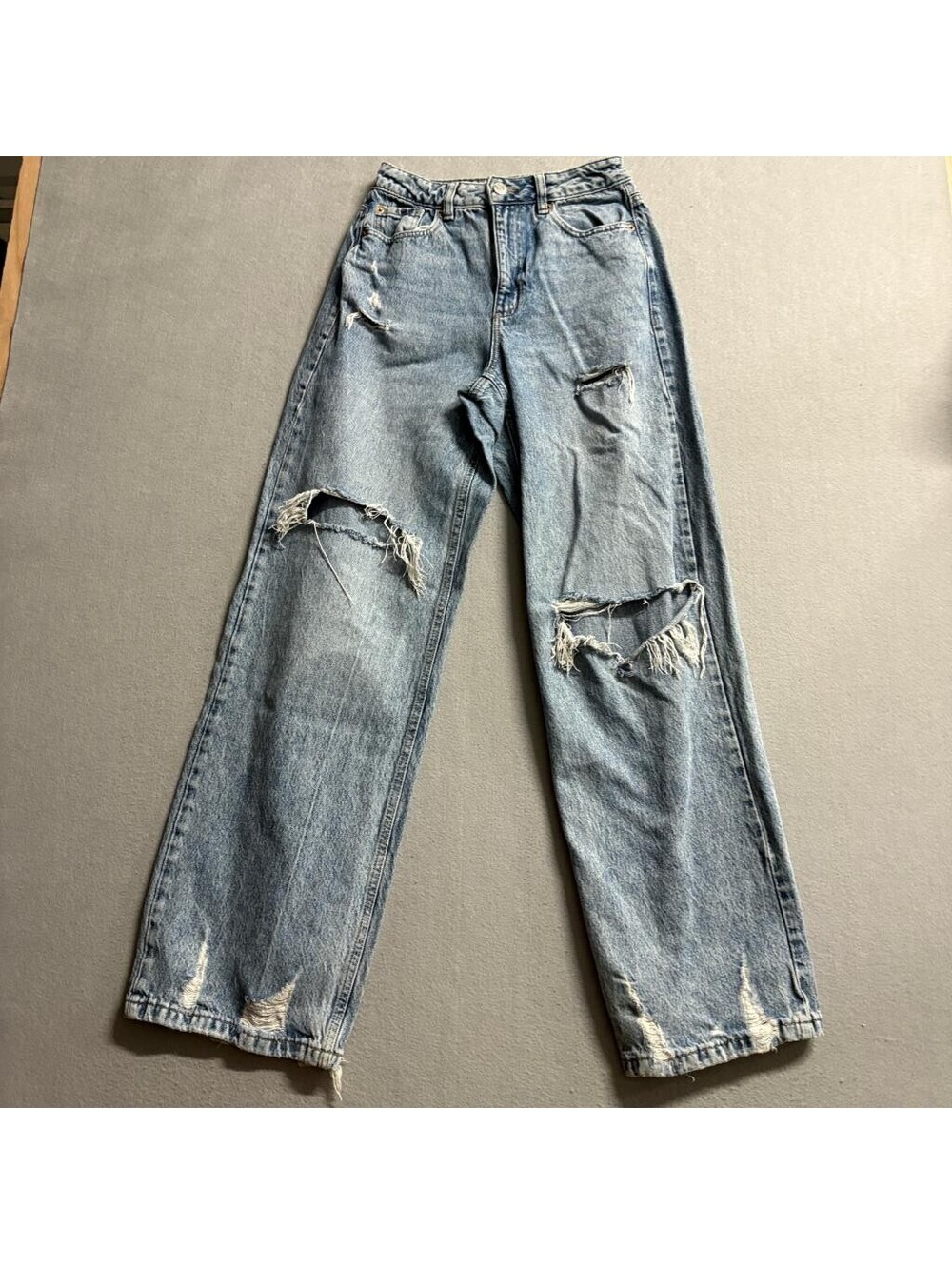 Garage Denim Street Wide Leg Jeans Womens Size 0 Blue Distressed High Rise
